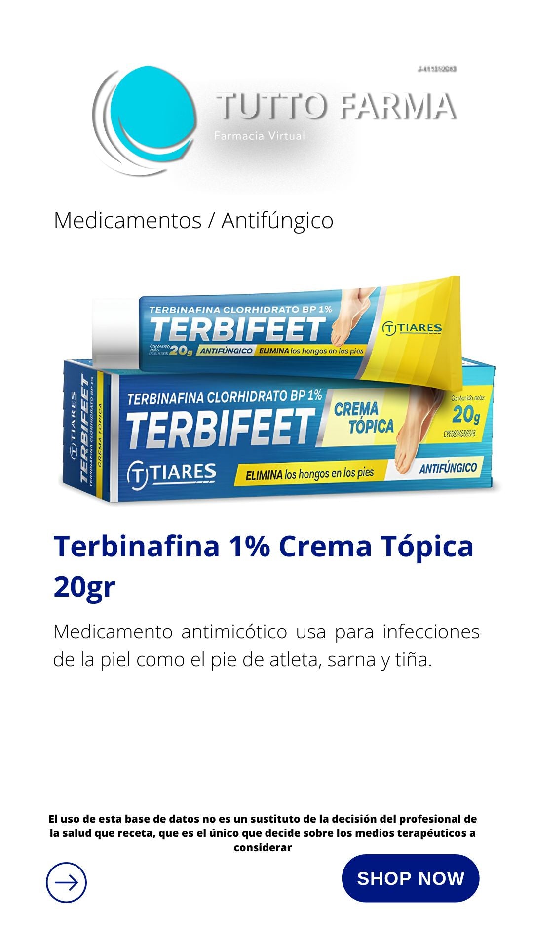 TERBINAFINA TIARE 20GR CR 1%