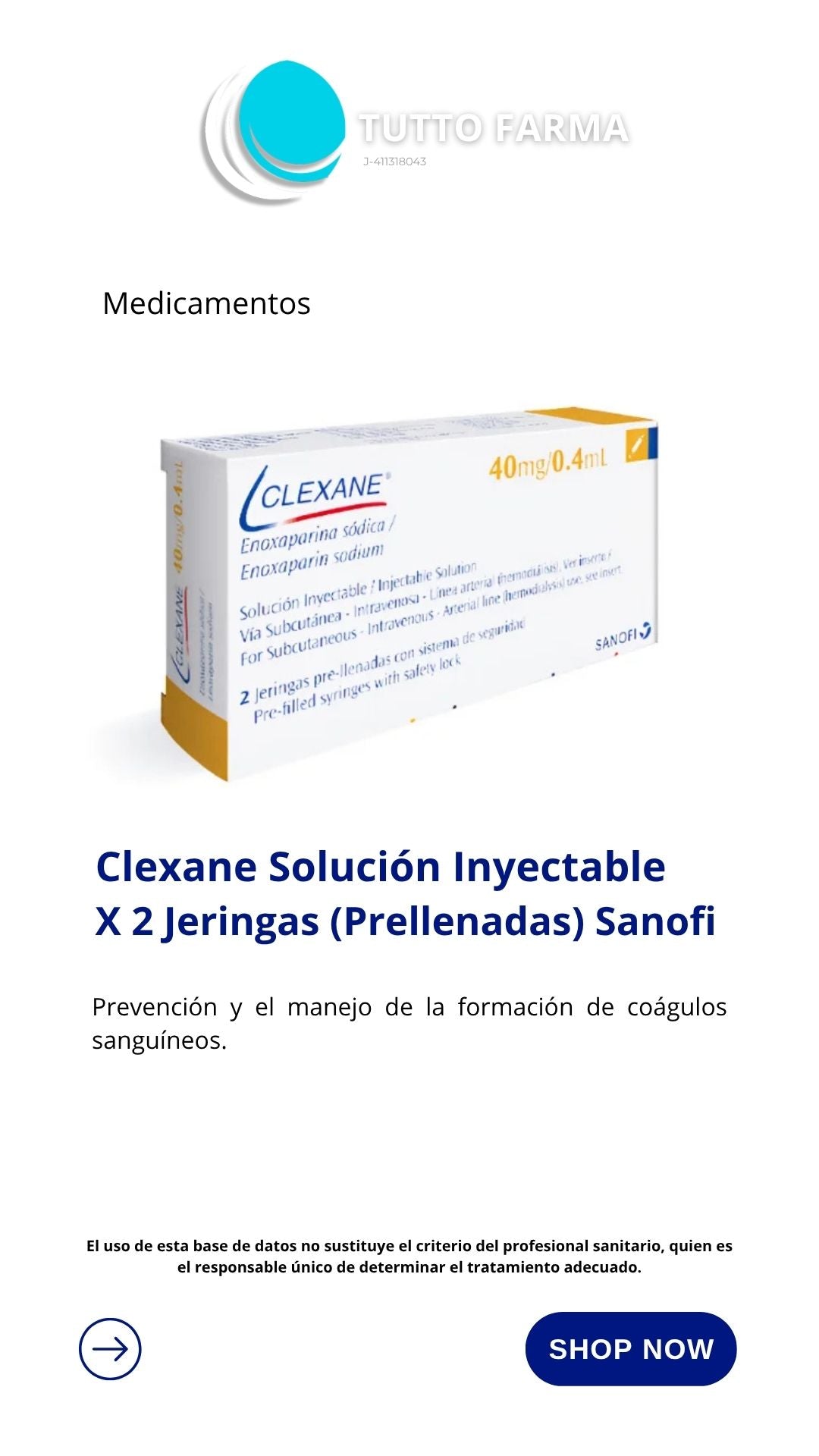 CLEXANE 40MG /0.4 ML X 2JERINGAS PRECARGADAS