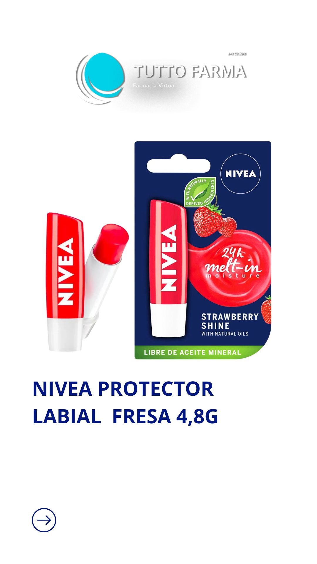 PROTECTOR LABIAL NIVEA DE FRESA 4,8G
