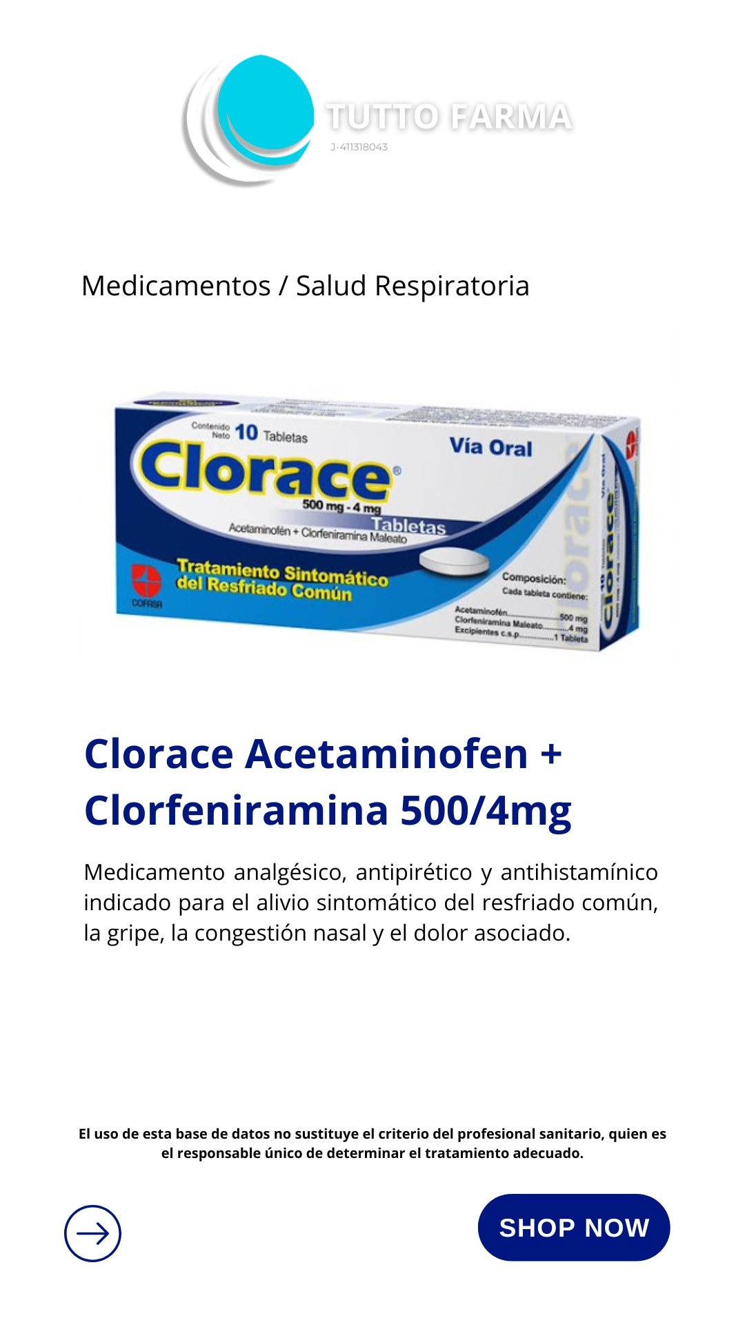 CLORACE 500MGR -4MG X 10 TAB (COFASA)