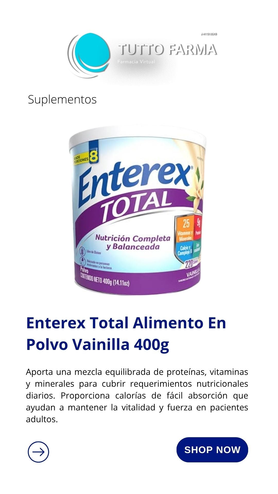ENTEREX TOTAL VAINILLA 400GR (E)