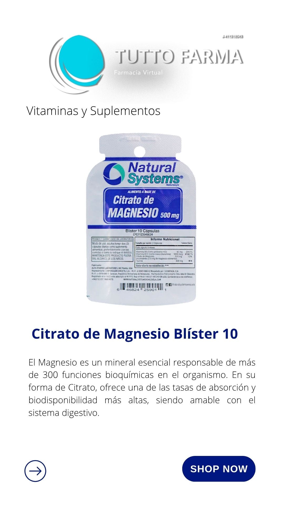 MAGNESIUM CITRATE 500G X 10 CAP (S)