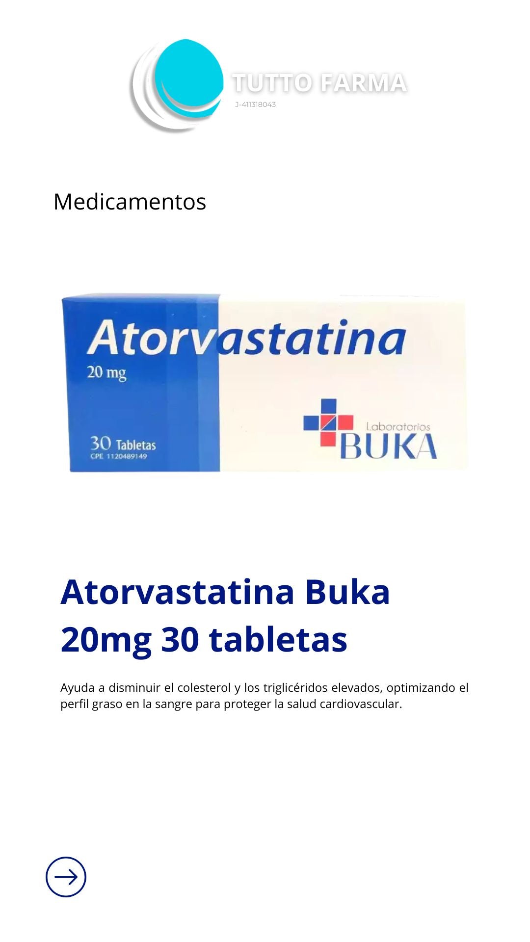ATORVASTATINA 20 MG X 30TAB
