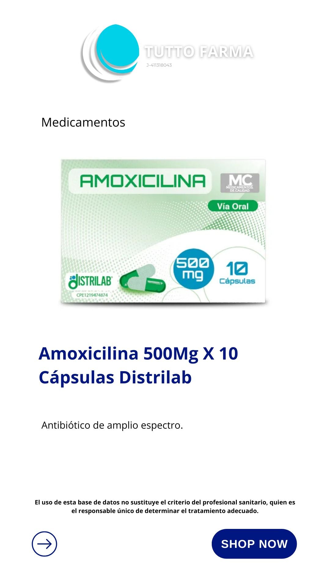 AMOXICILINA 500MG X 10 TBL DISTRILAB