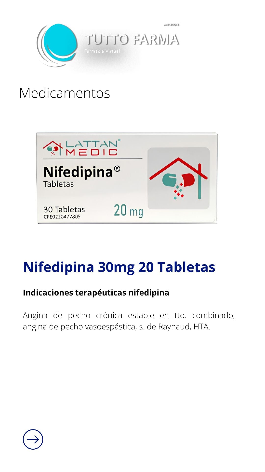 NIFEDIPINO 20MG X 30TAB BLIS (E)