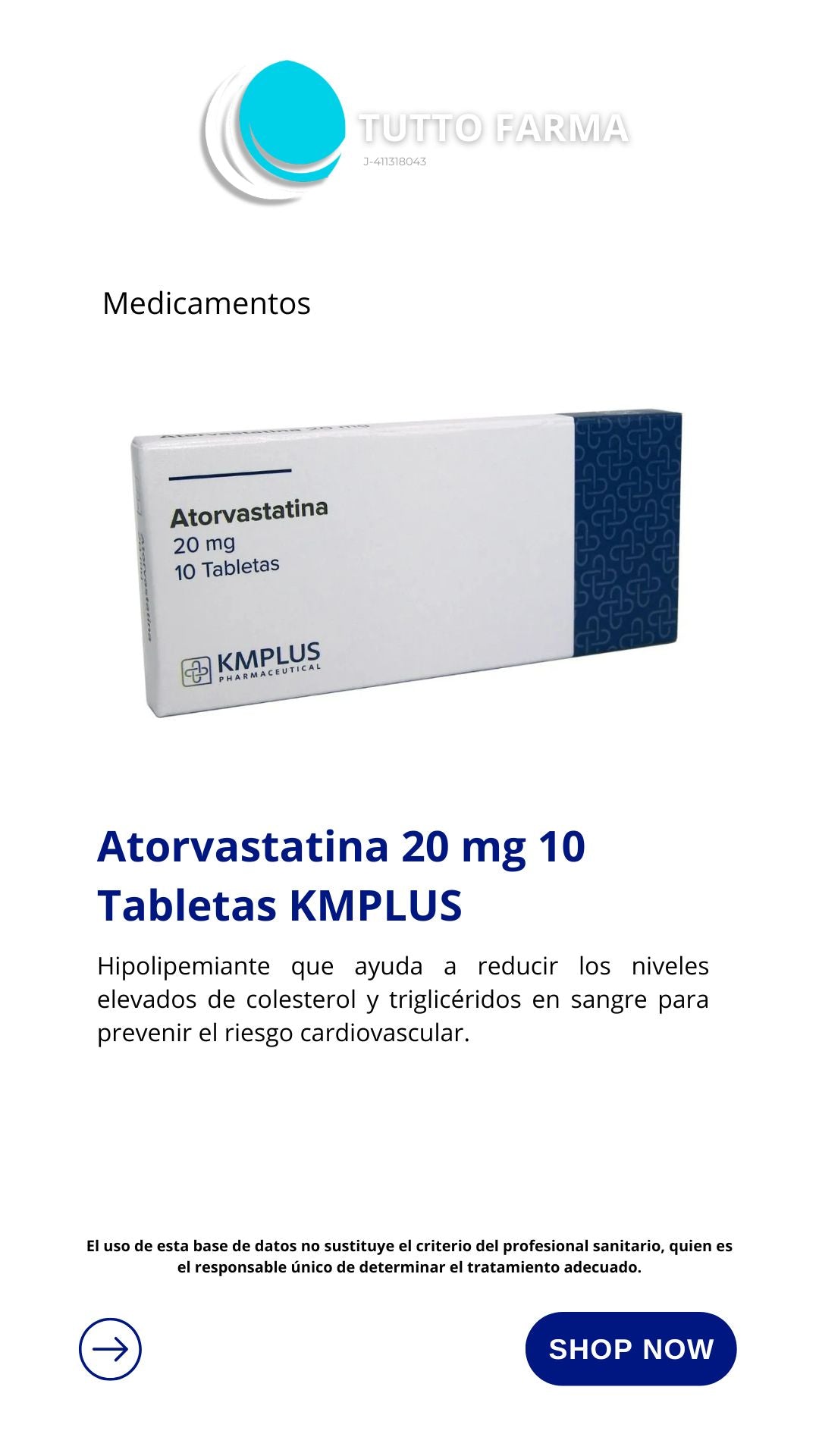 ATORVASTATINA 20MG X 10 TAB (KM PLUS)