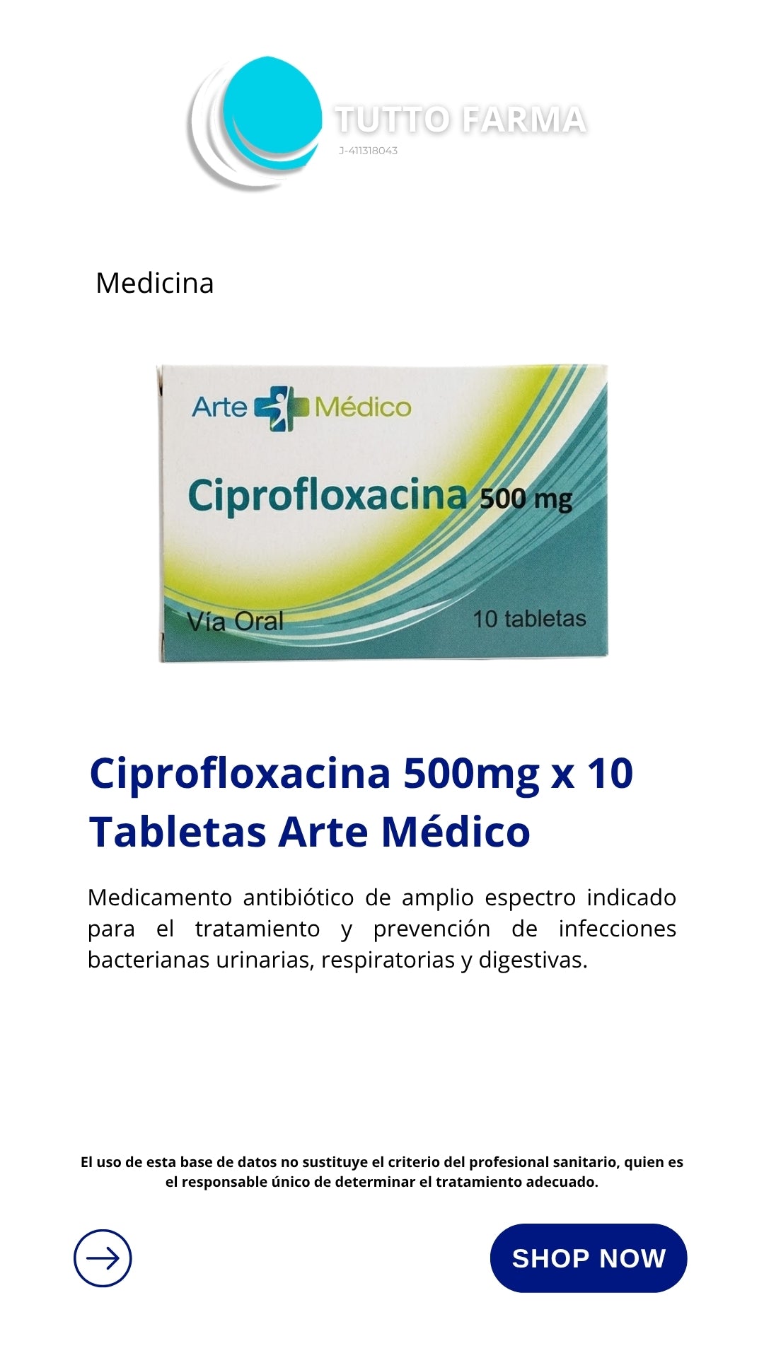 CIPROFLOXACINO ART/MED 500MG X10COMP