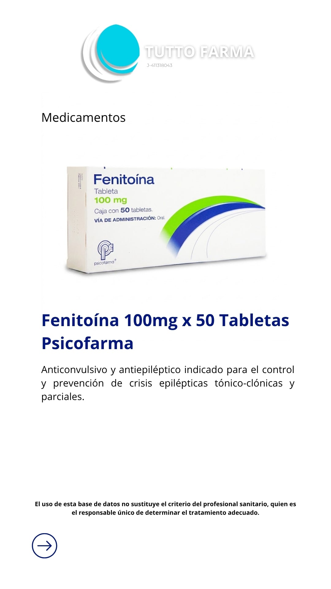 FENITOÍNA PSI 100MG X 50 TAB (E)