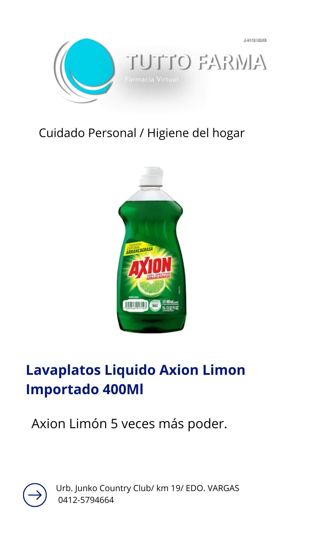 AXION LP LIQ LIMON 400 ML