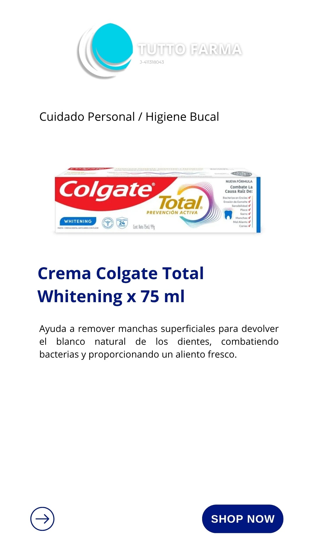 COLGATE TOTAL WHTE 75ML