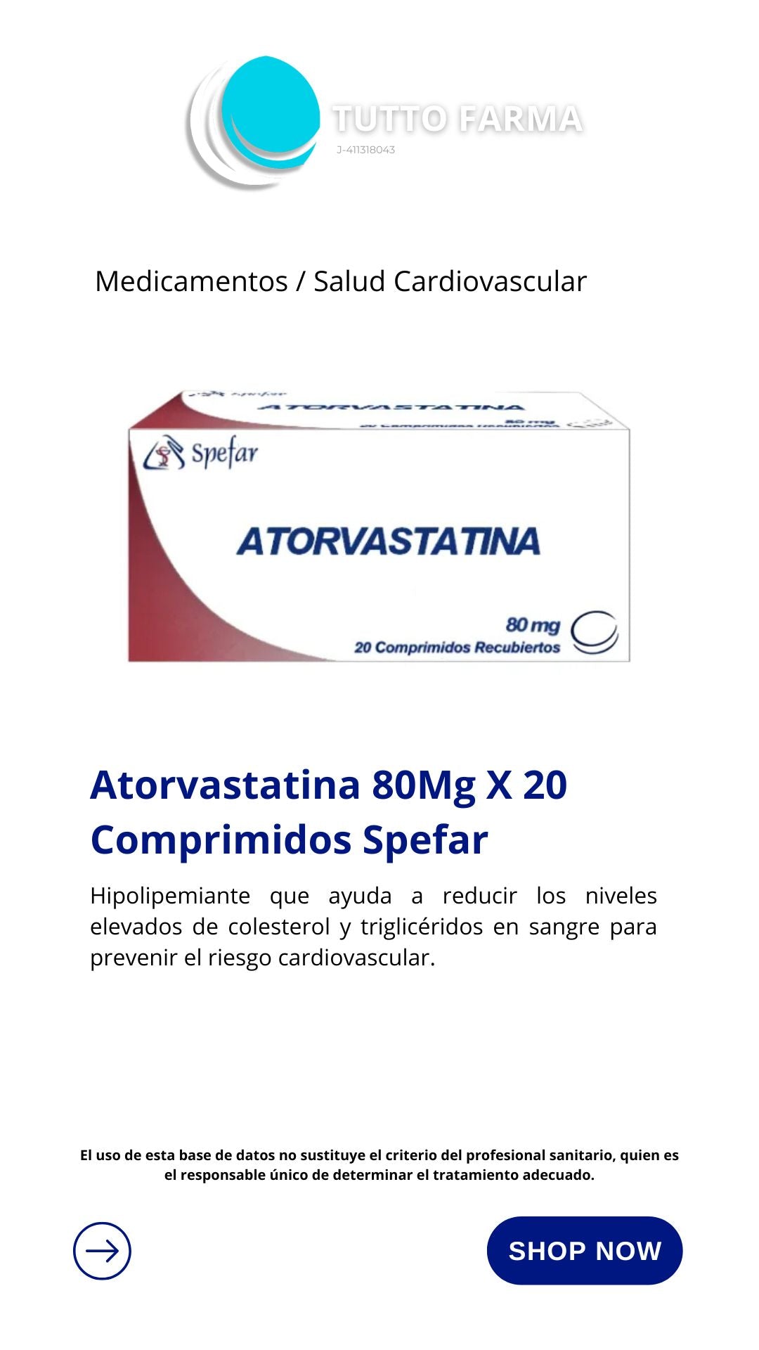 ATORVASTATINA 80MG X 20 COMP(SPEFAR0)