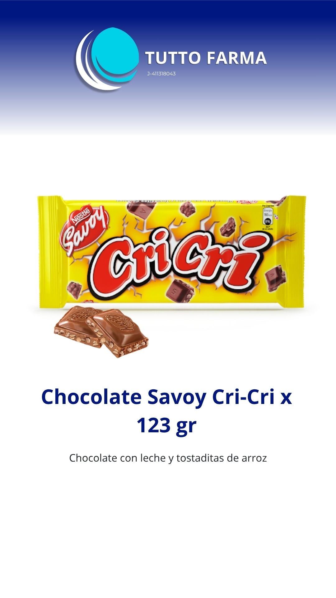 CRI CRI CHOCOLATE 123 G /UNIDAD