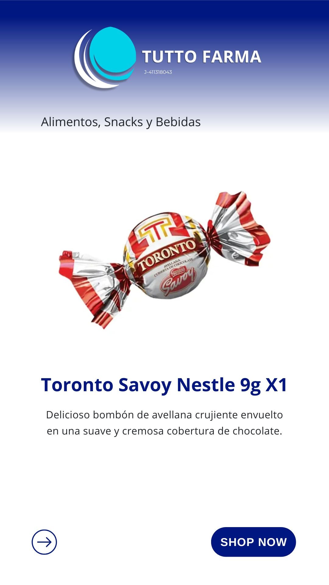 TORONTO CHOCO 9G X UNIDAD