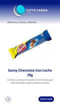 SAVOY CHOCOLATE LECHE 30GR X UNIDAD