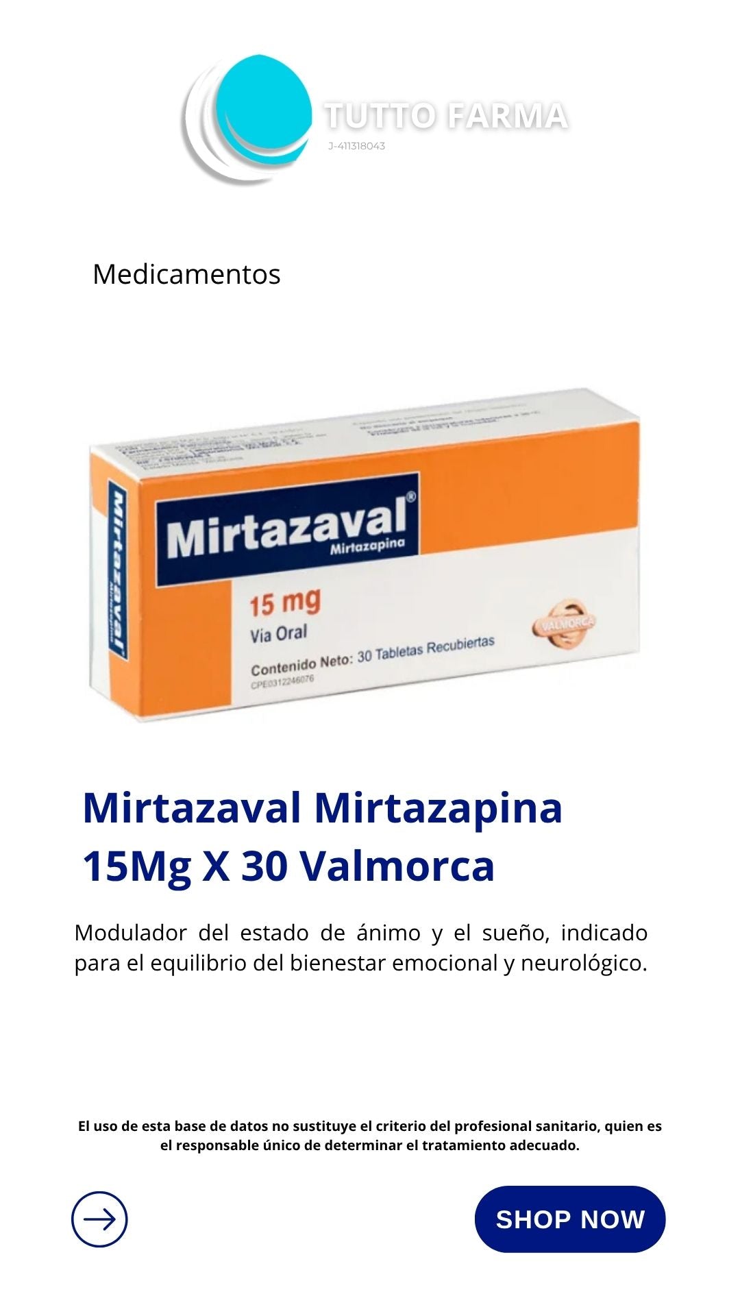 MIRTAZAVAL 15 MG X 30 COMPRIMIDOS (E)