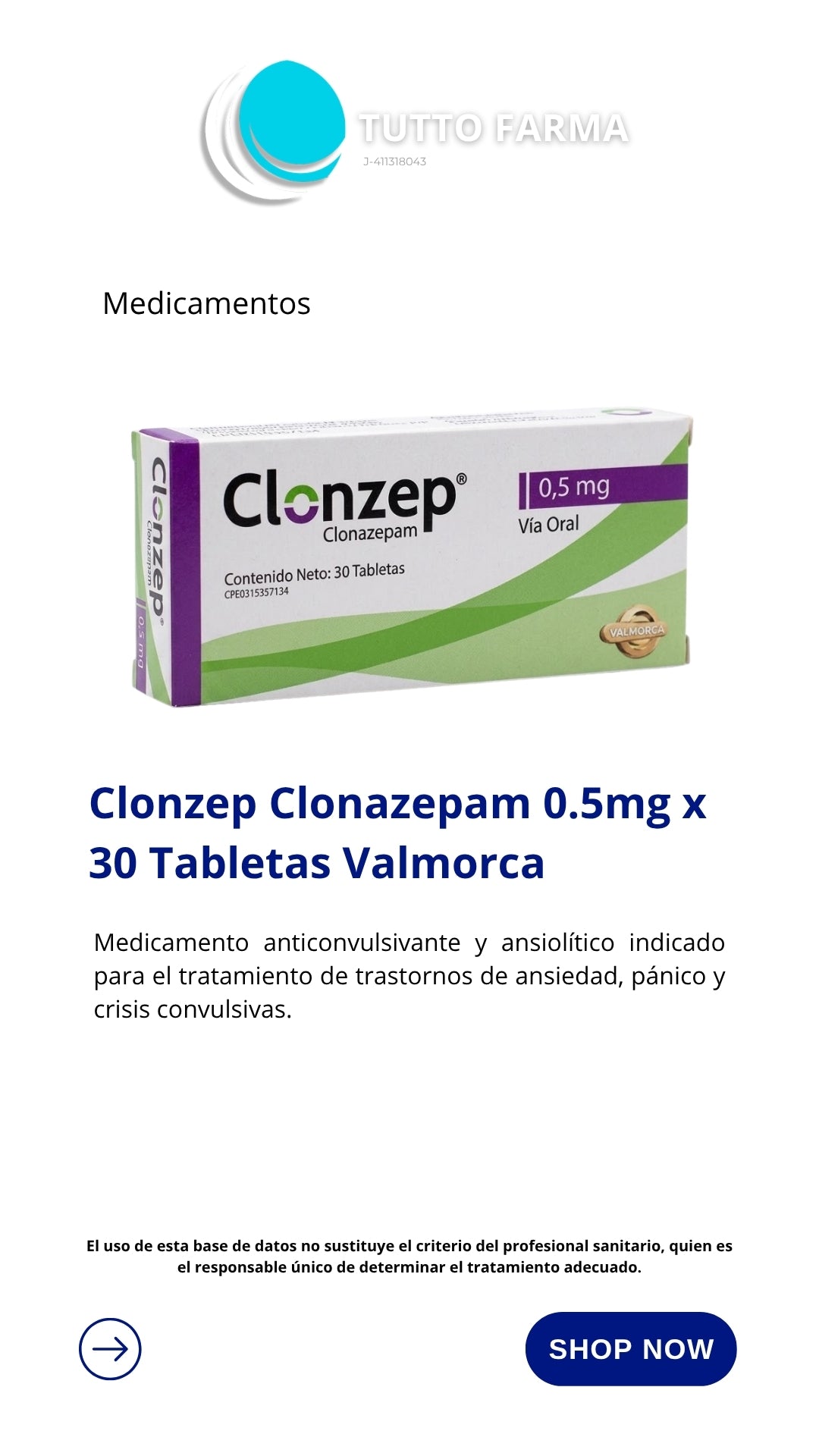 CLONZEP 0.5MG X 30 COMPRIMIDOS / VALMORCA