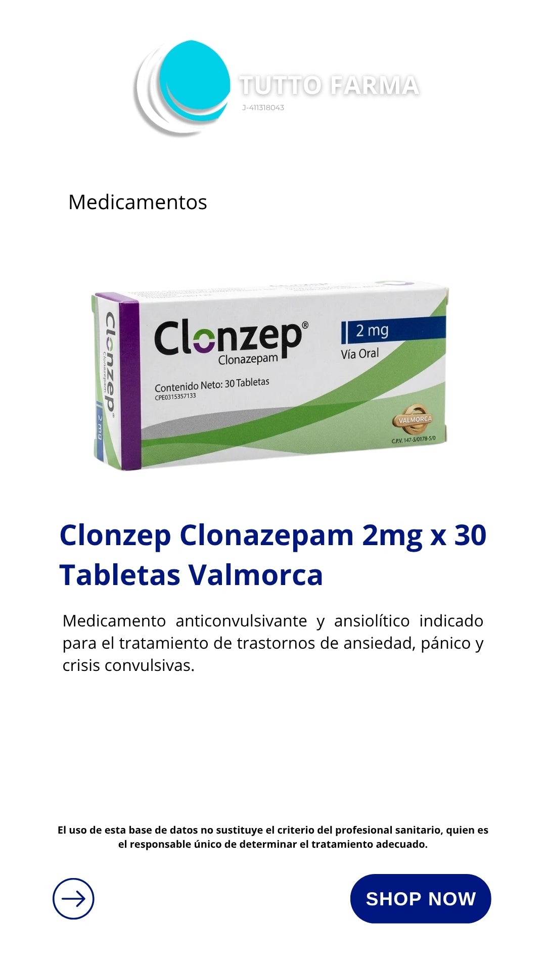 CLONZEP 2MG 30 TBLS /VALMORCA