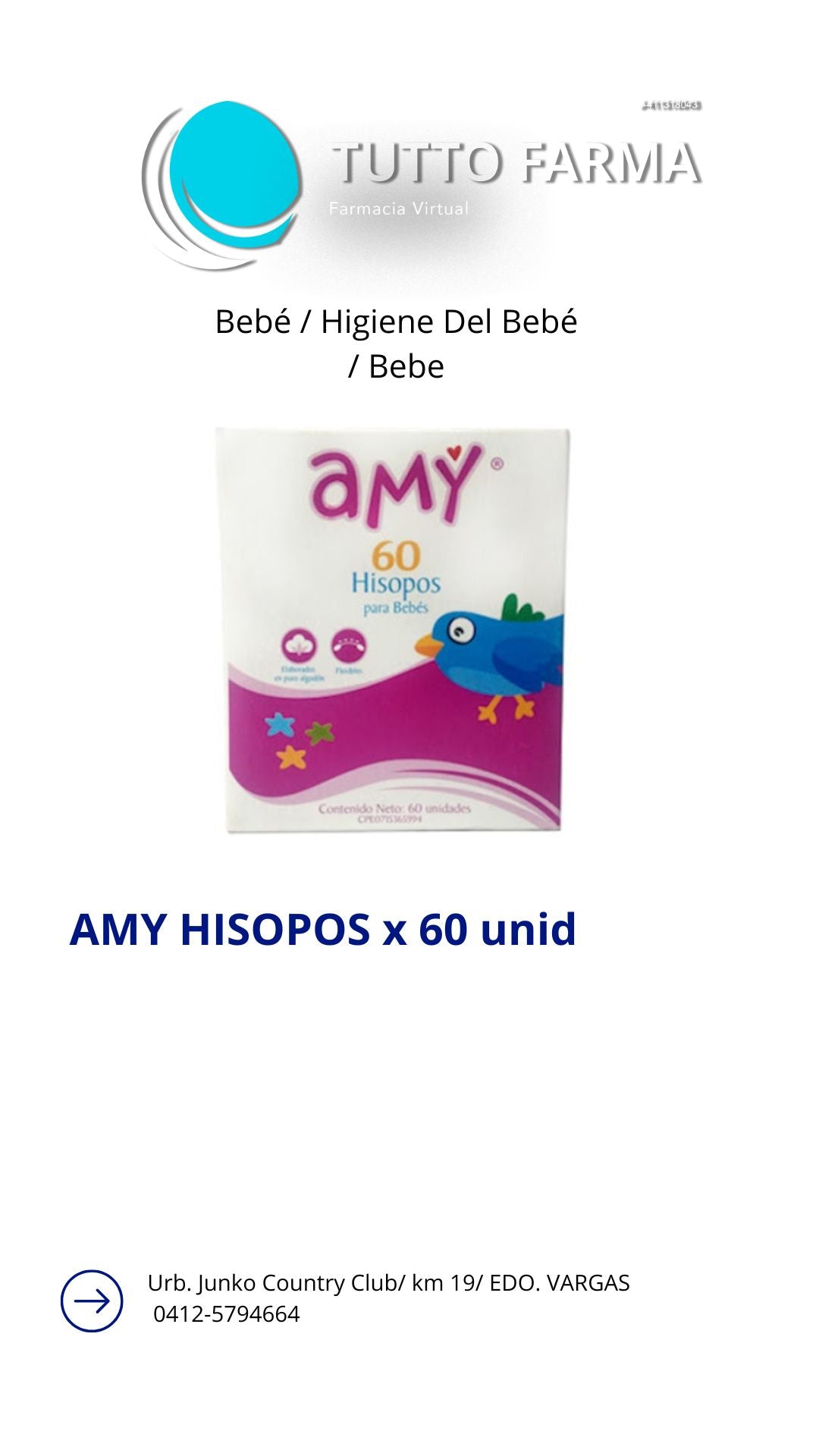 AMY HISOPOS X 60 UDS. BEBÉ