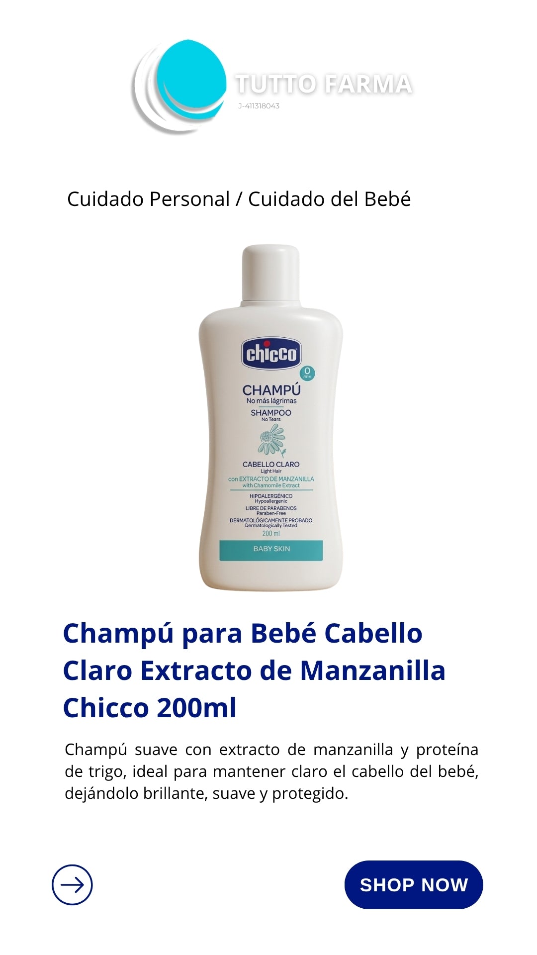 CHICCO CHAMPU/MANZANILLA X 200ML