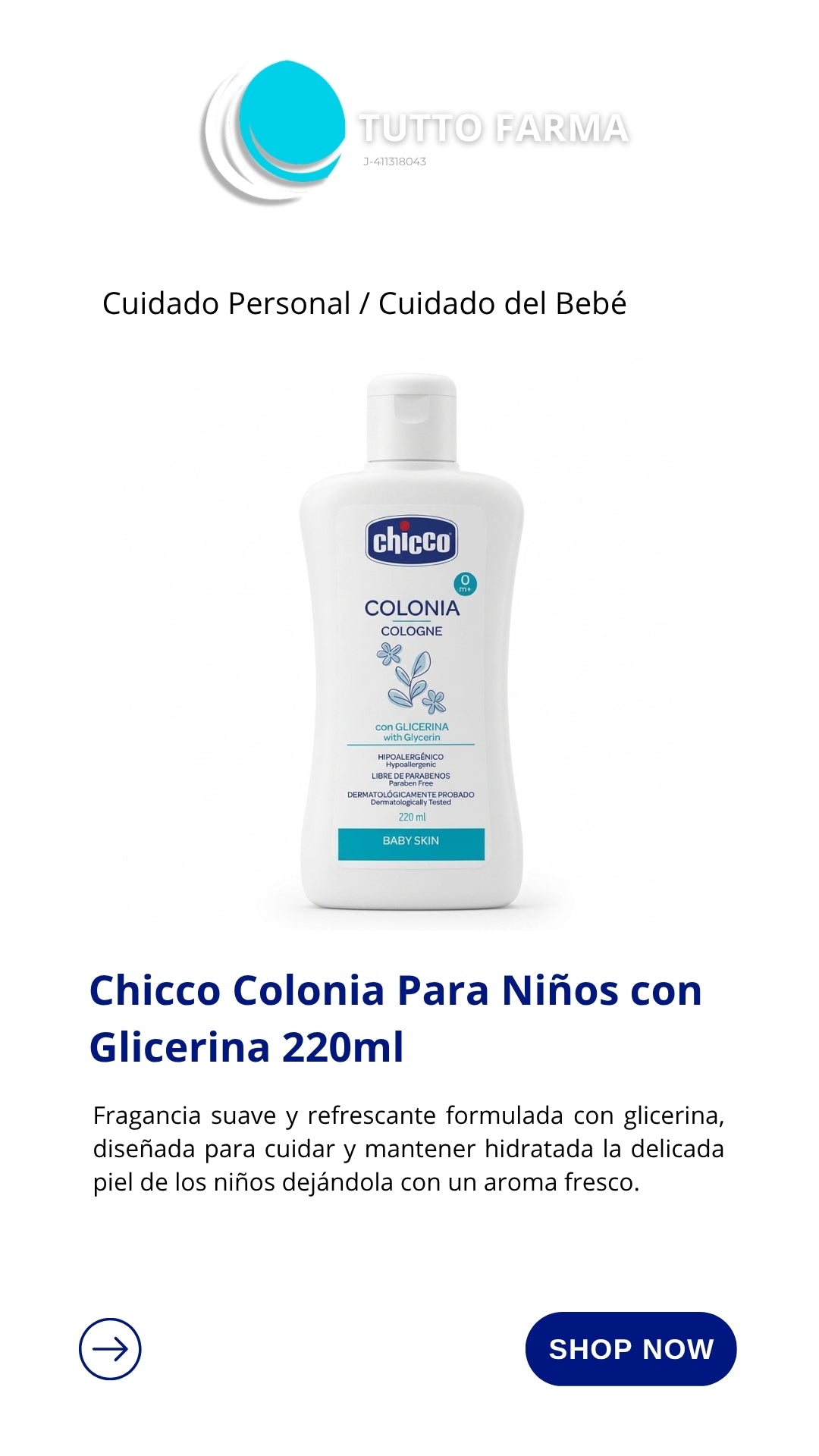 CHICCO COLONIA X 220ML C/GLICERINA