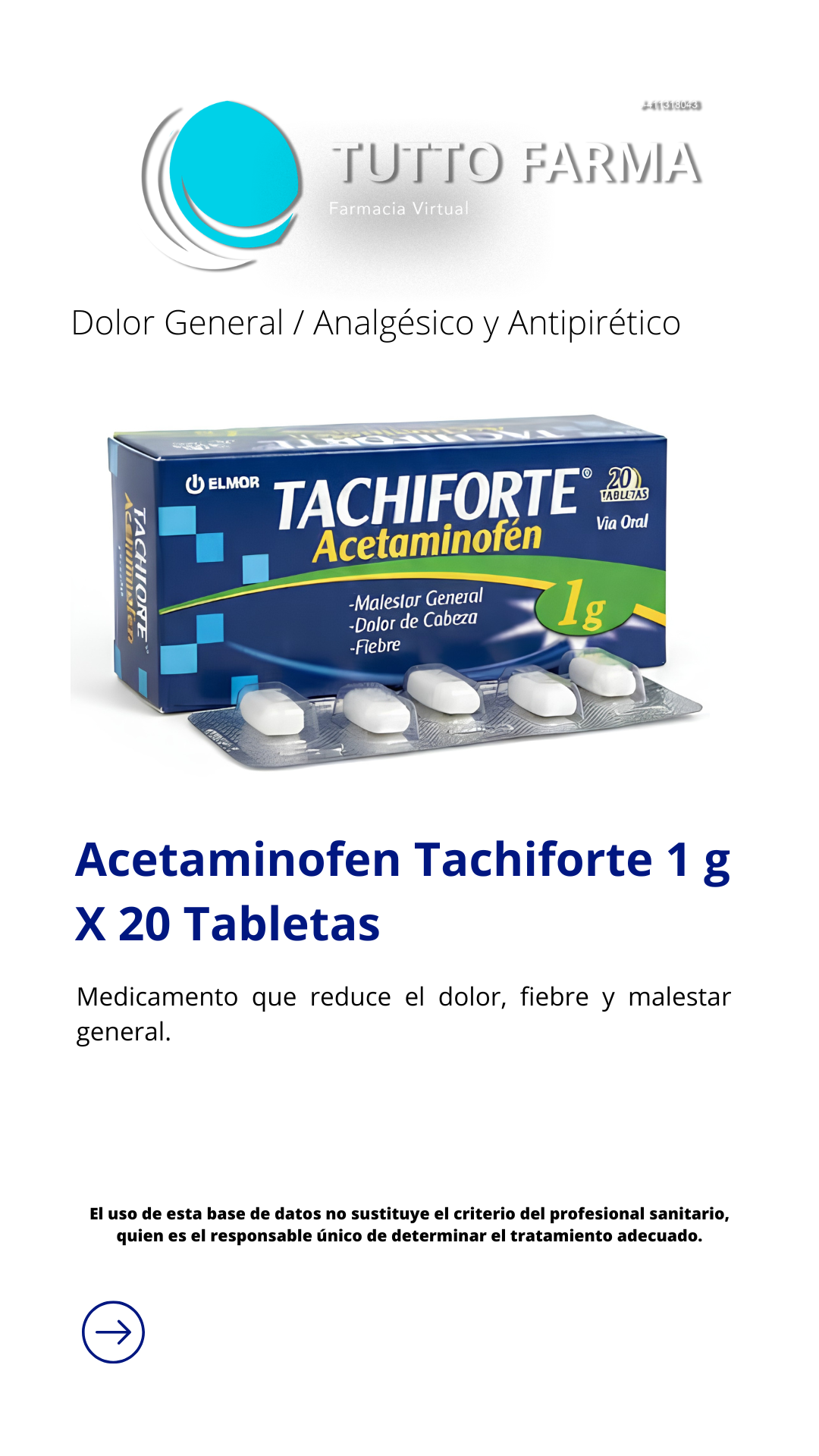 TACHIFORTE ACETAMINOFÉN 1GR X 20COMP