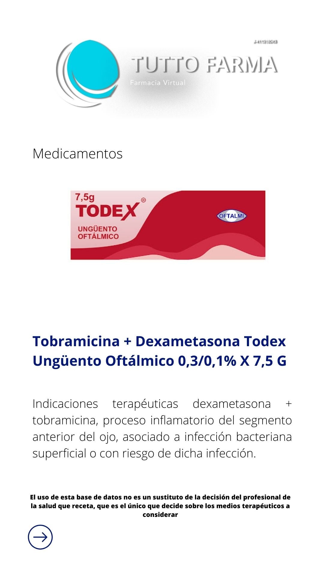 TODEX UNG OFT X 7.5 GR (TOBRAMICINA-DEXAMETASONA)