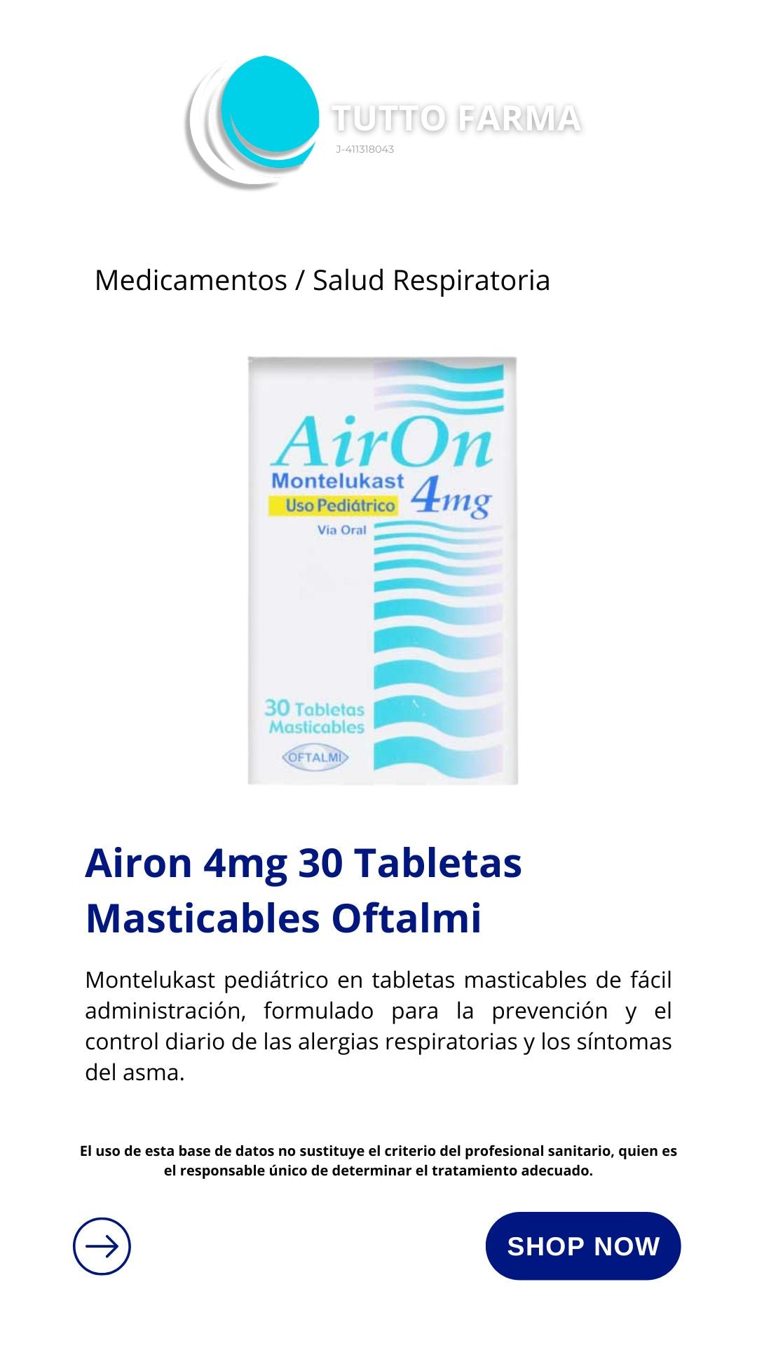 AIRON MONTELUKA 4MG X 30 COMP PEDI (E)