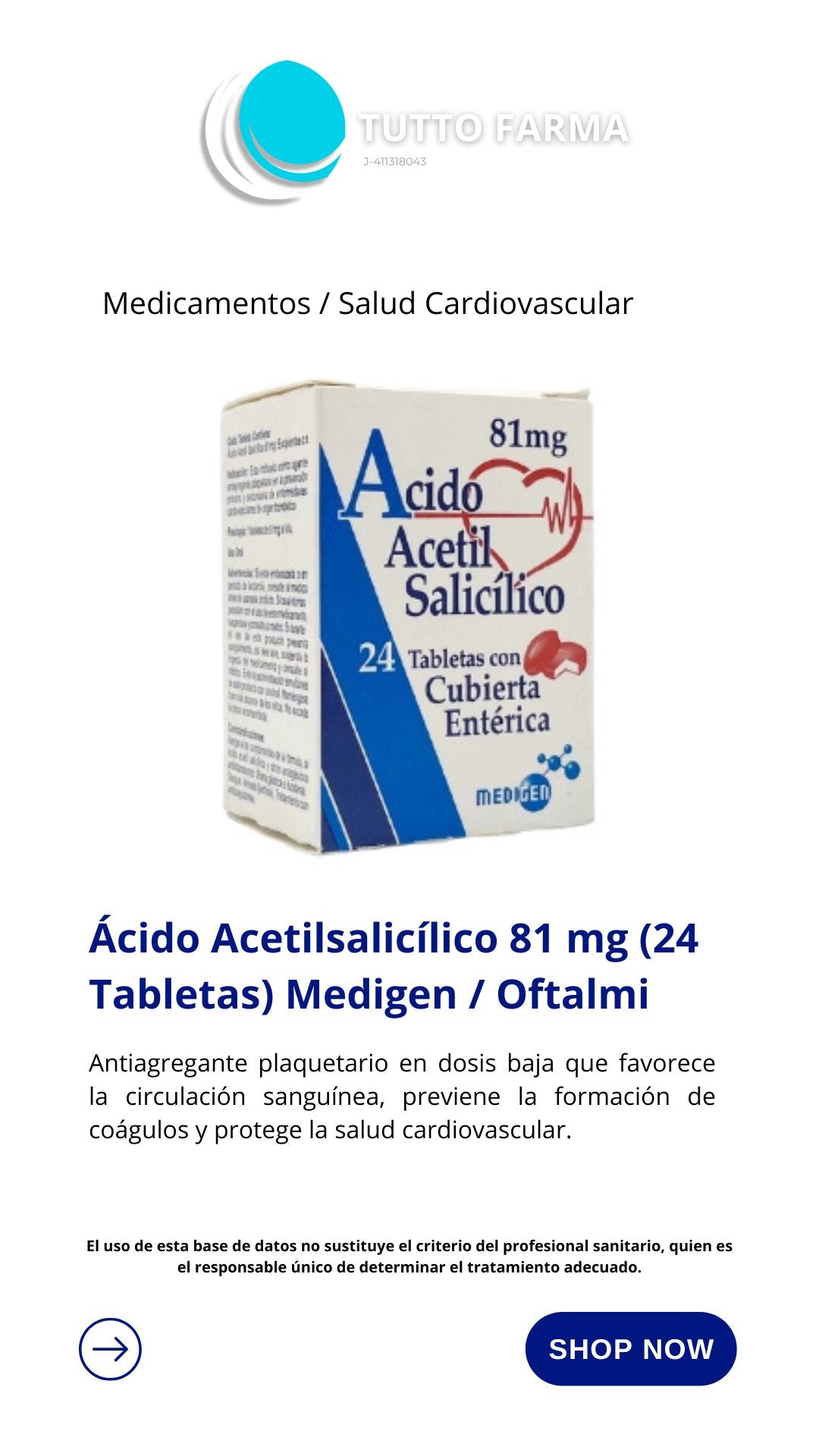 ACIDO ACETILSALICILICO 81MG X24 TBL
