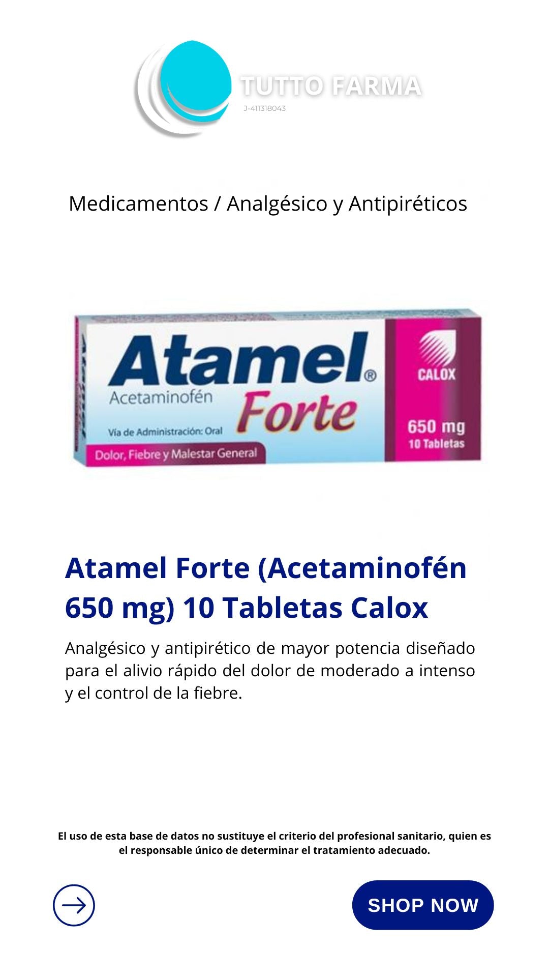 ATAMEL FORTE TAB 650 MG X 10 TAB( ACETAMINOFEN)