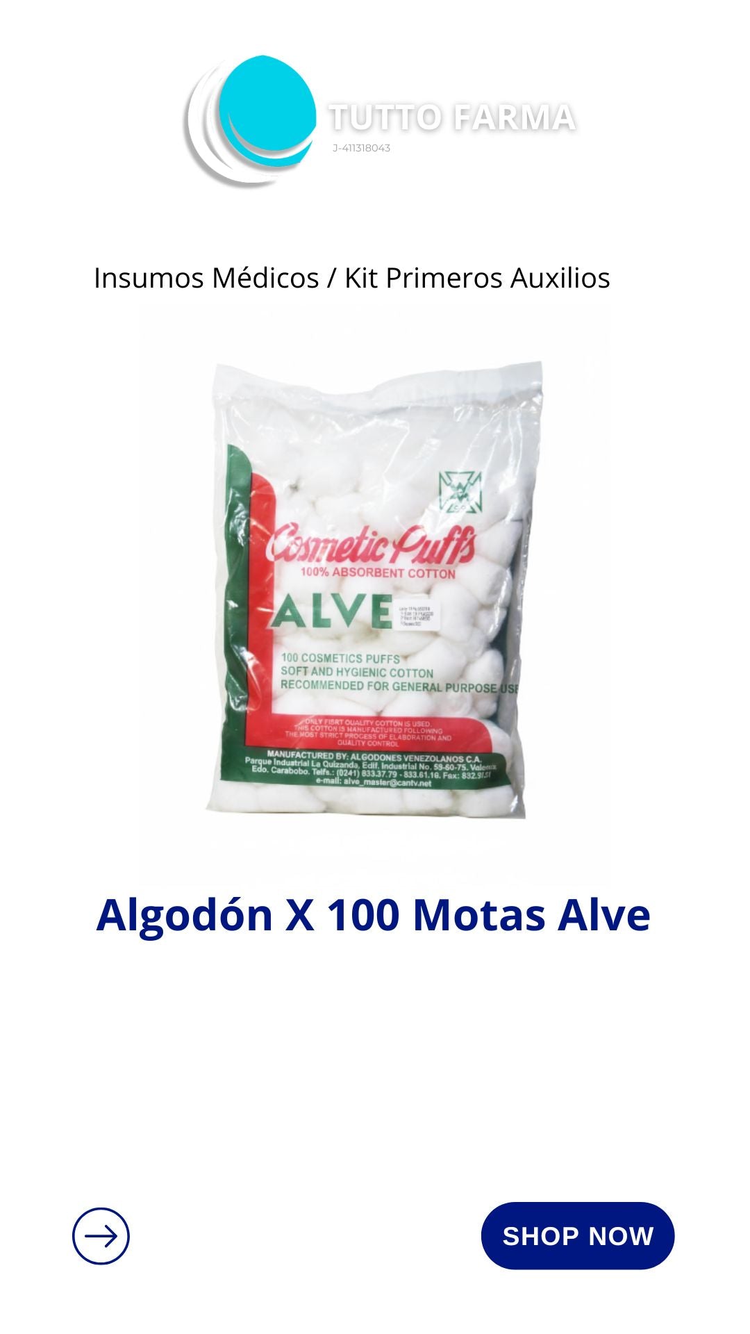 ALGODON ALVE MOTAS X100