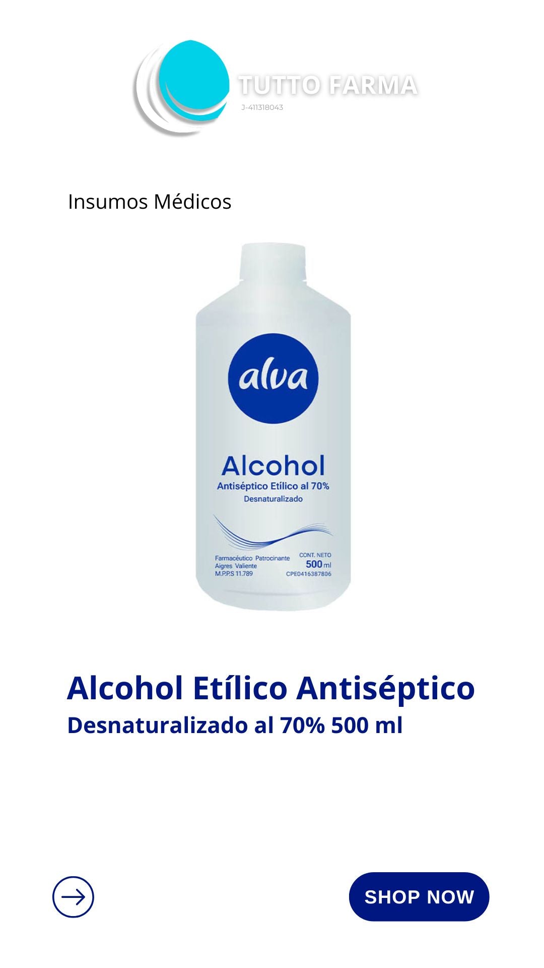 ALCOHOL ANTISEPTICO 70% X 500ML