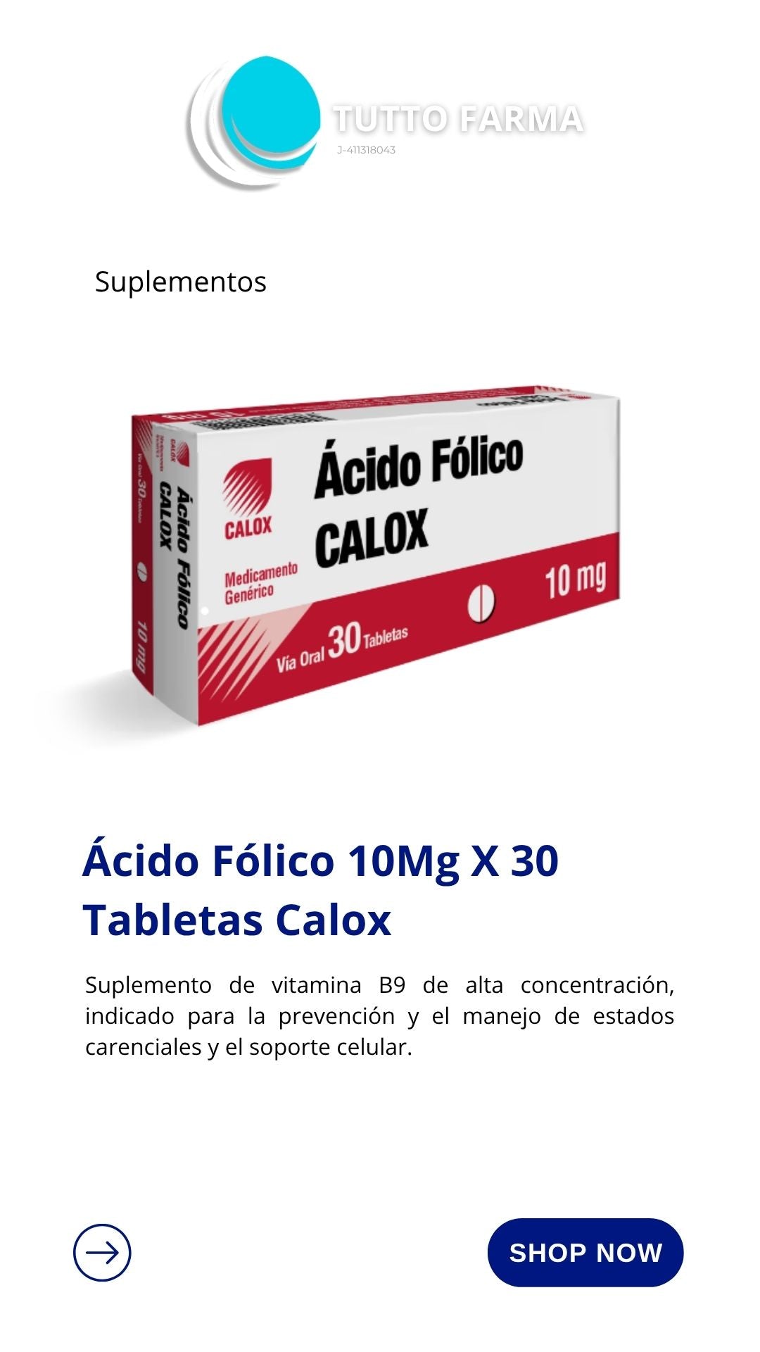 ÁCIDO FÓLICO- MK 10MG X 30 TABLETAS CALOX(E)
