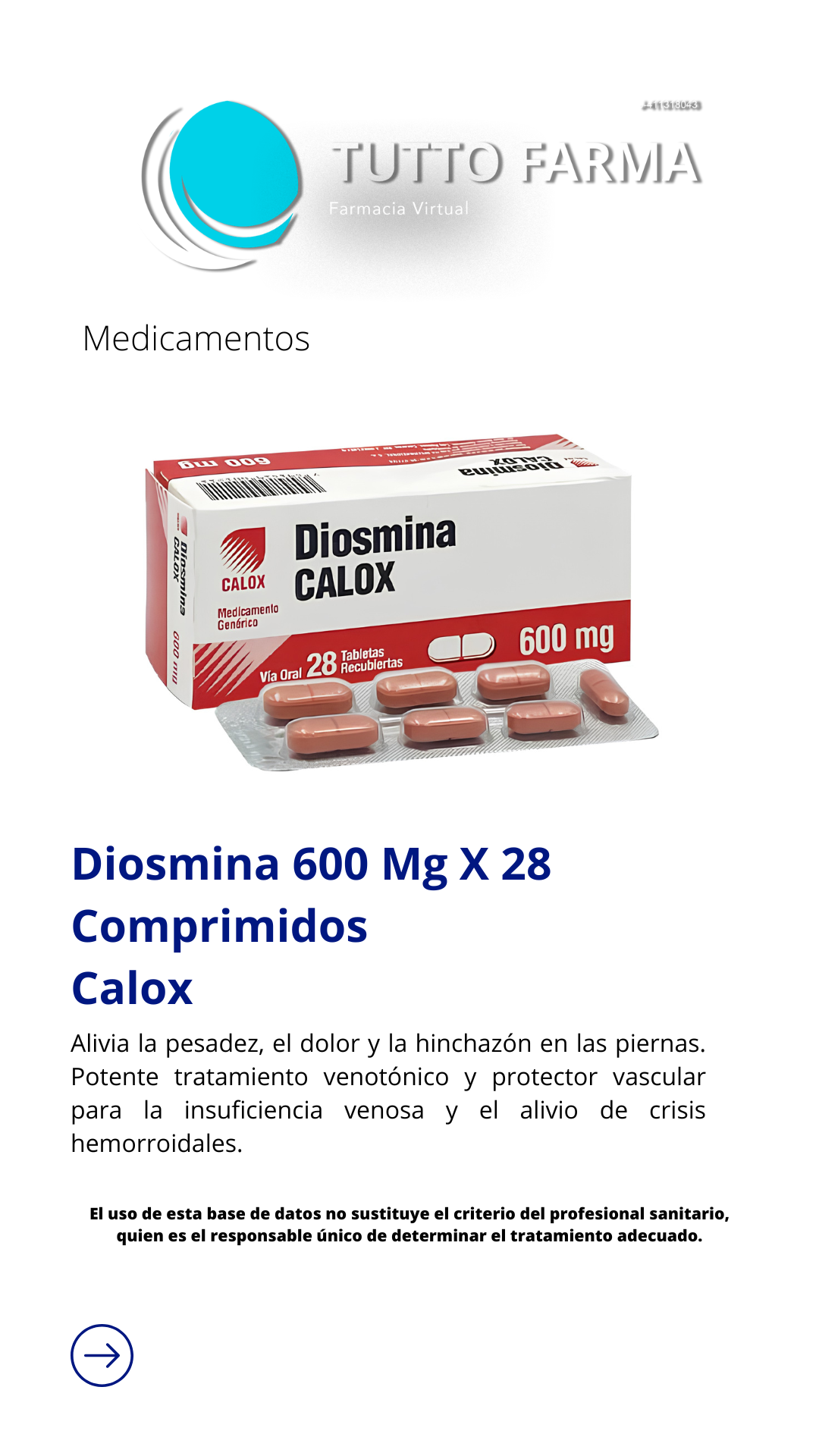 DIOSMINA  600 mg X 28 COMPRIMIDOS (E)