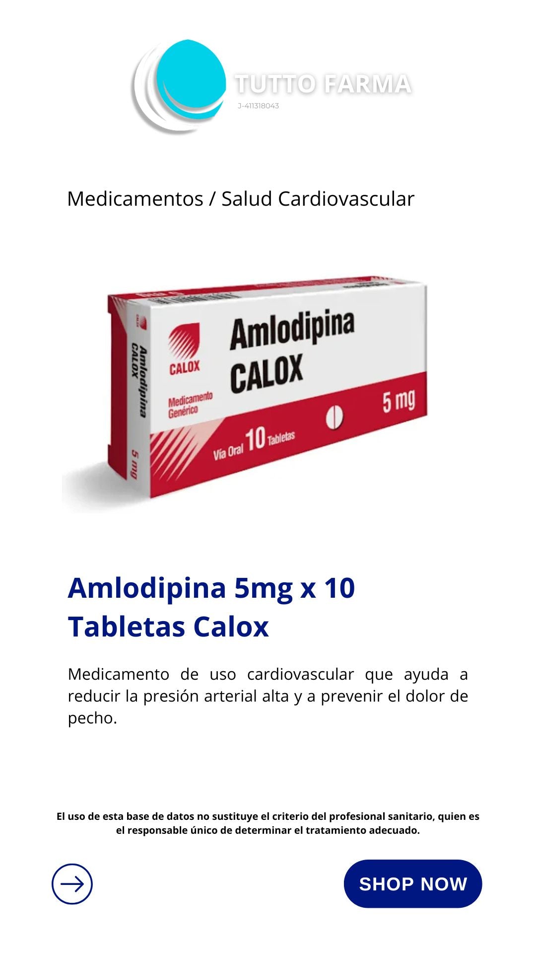 AMLODIPINA 5MG X 10TAB- CALOX