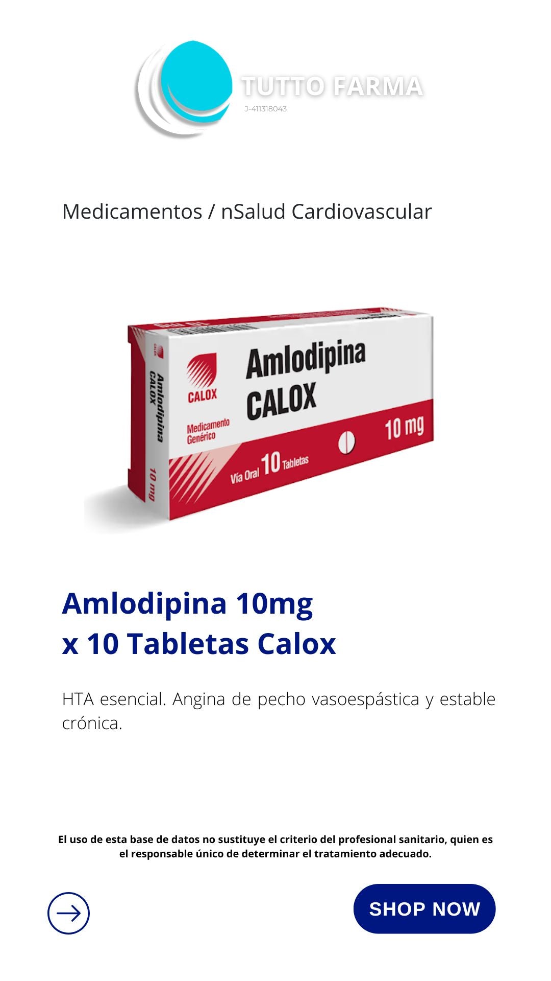 AMLODIPINA 10MGX 10 TAB- CALOX