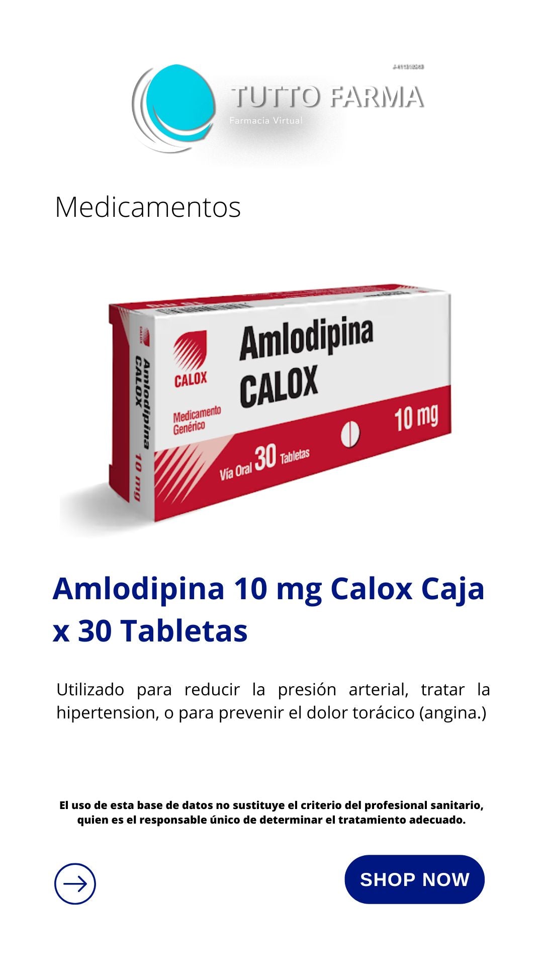 AMLODIPINA CALOX 10MG X 30 COMP.