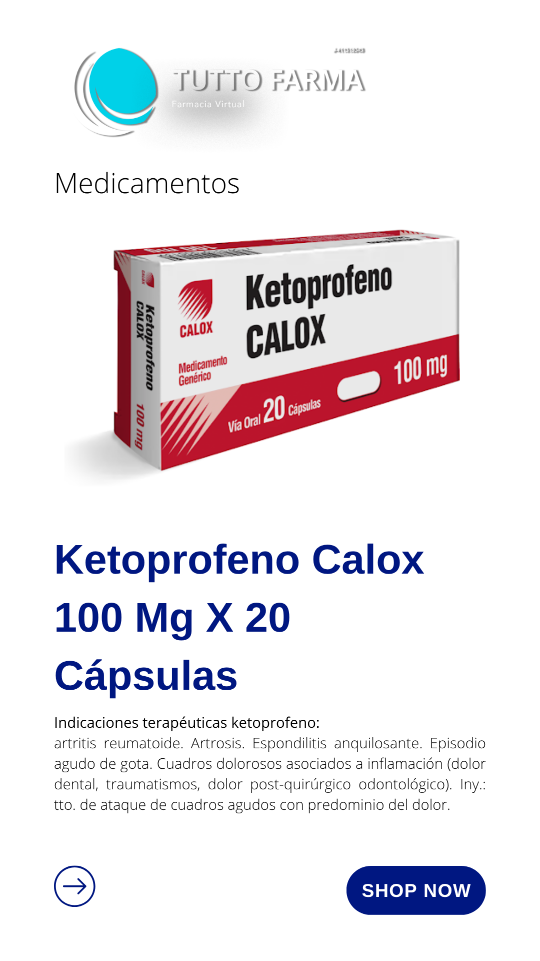 KETOPROFENO CALO X TAB 100 X 20