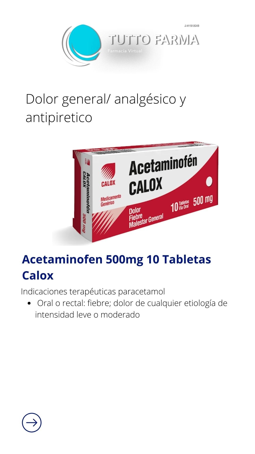 ACETAMINOFÉN 500 MG X 10 COMP. (CALOX)