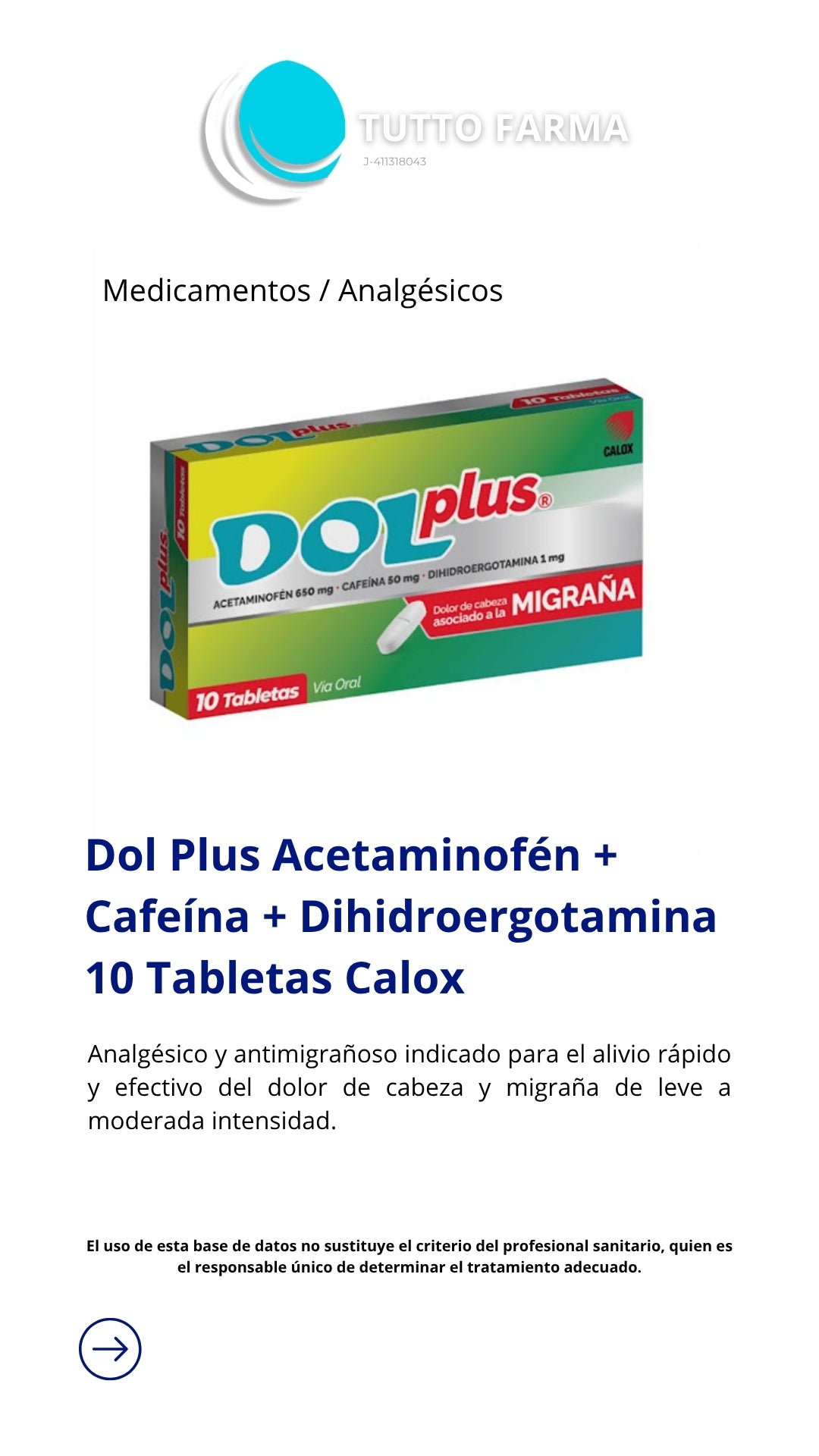 DOL PLUS 650MG/50MG/1MG X 10 TAB