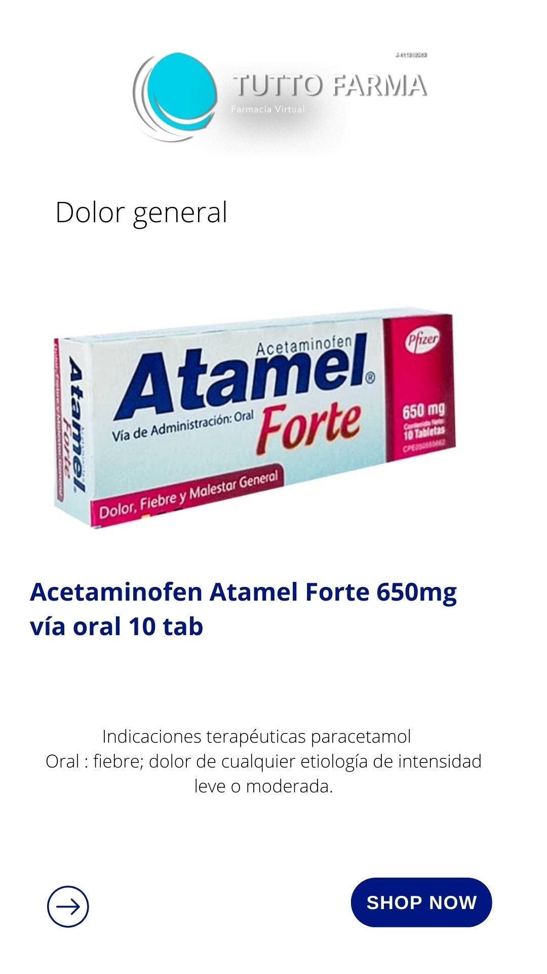 ACETAMINOFÉN TAB 650 MG X 10