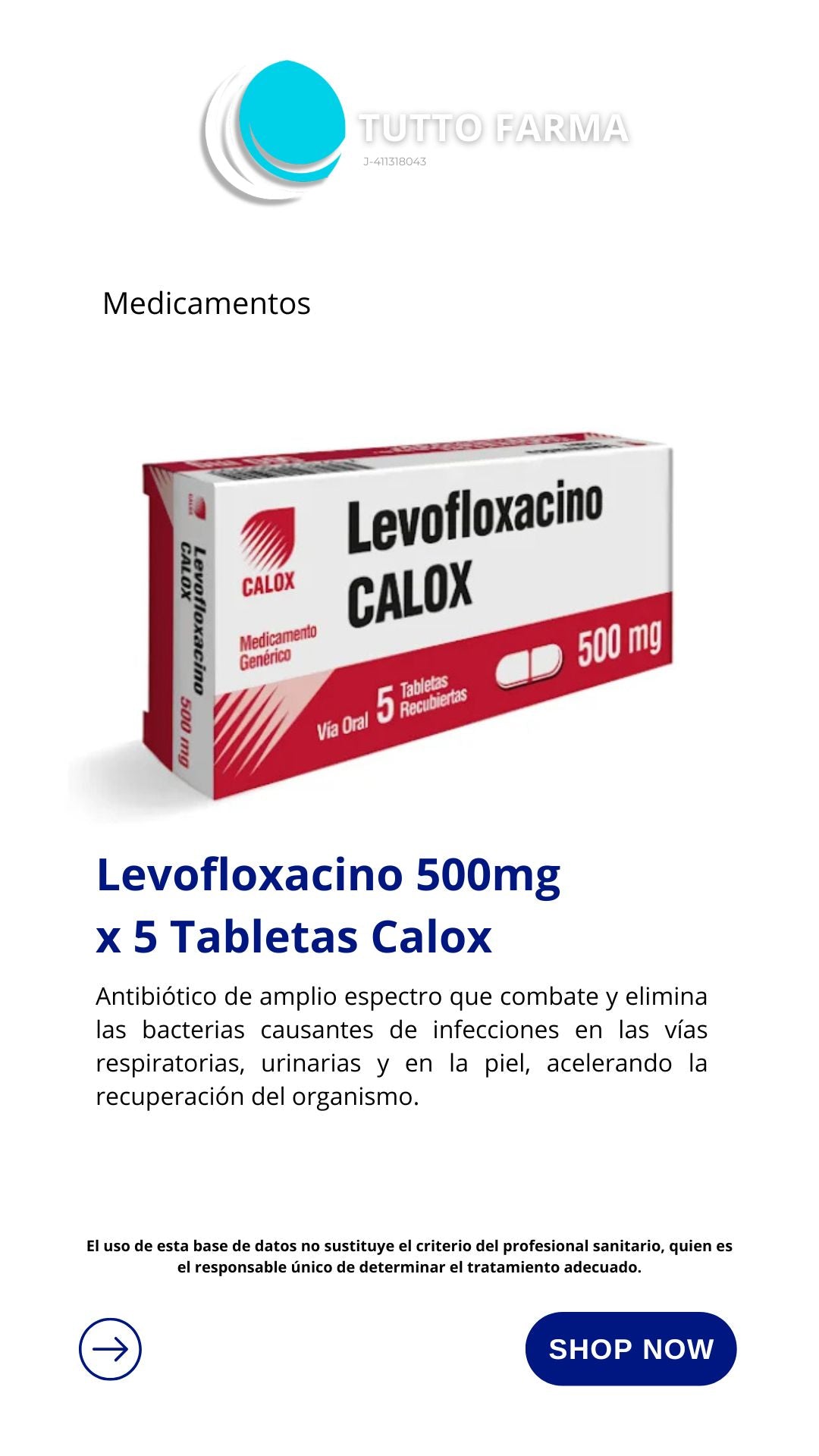 LEVOFLOXACINO 500MG X 5 COMPRIMIDOS (CALOX)