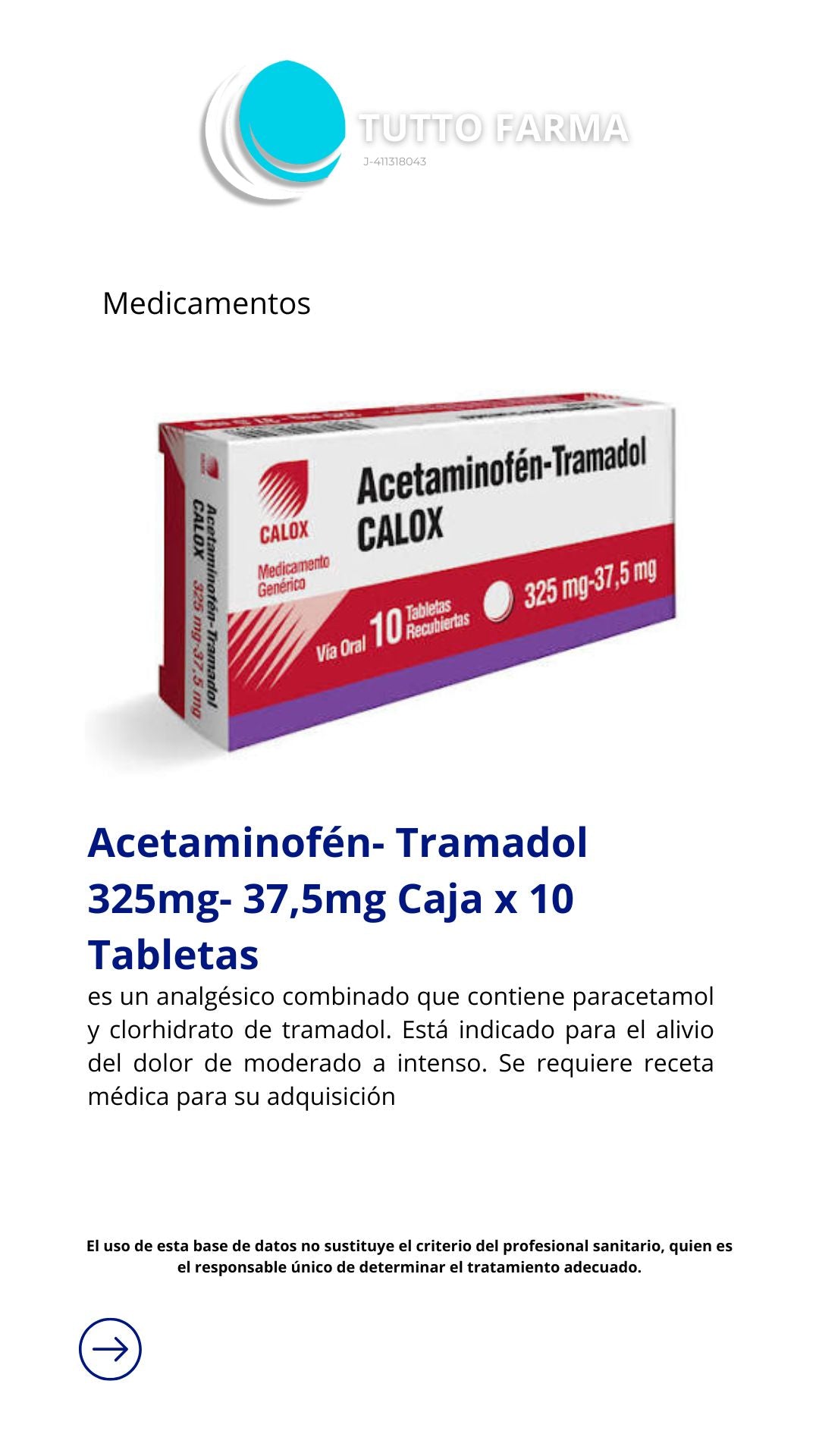 ACETAMINOFÉN-TRAMADOL 325MG-37.5 MGX 10 TB CALOX