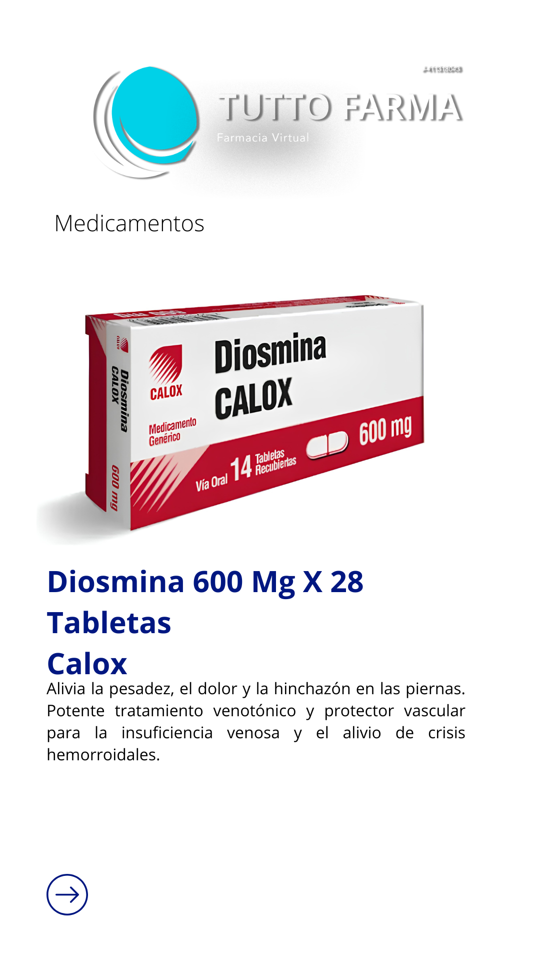DIOSMINA 600G X 14 TABLETAS CALOX TA(E)