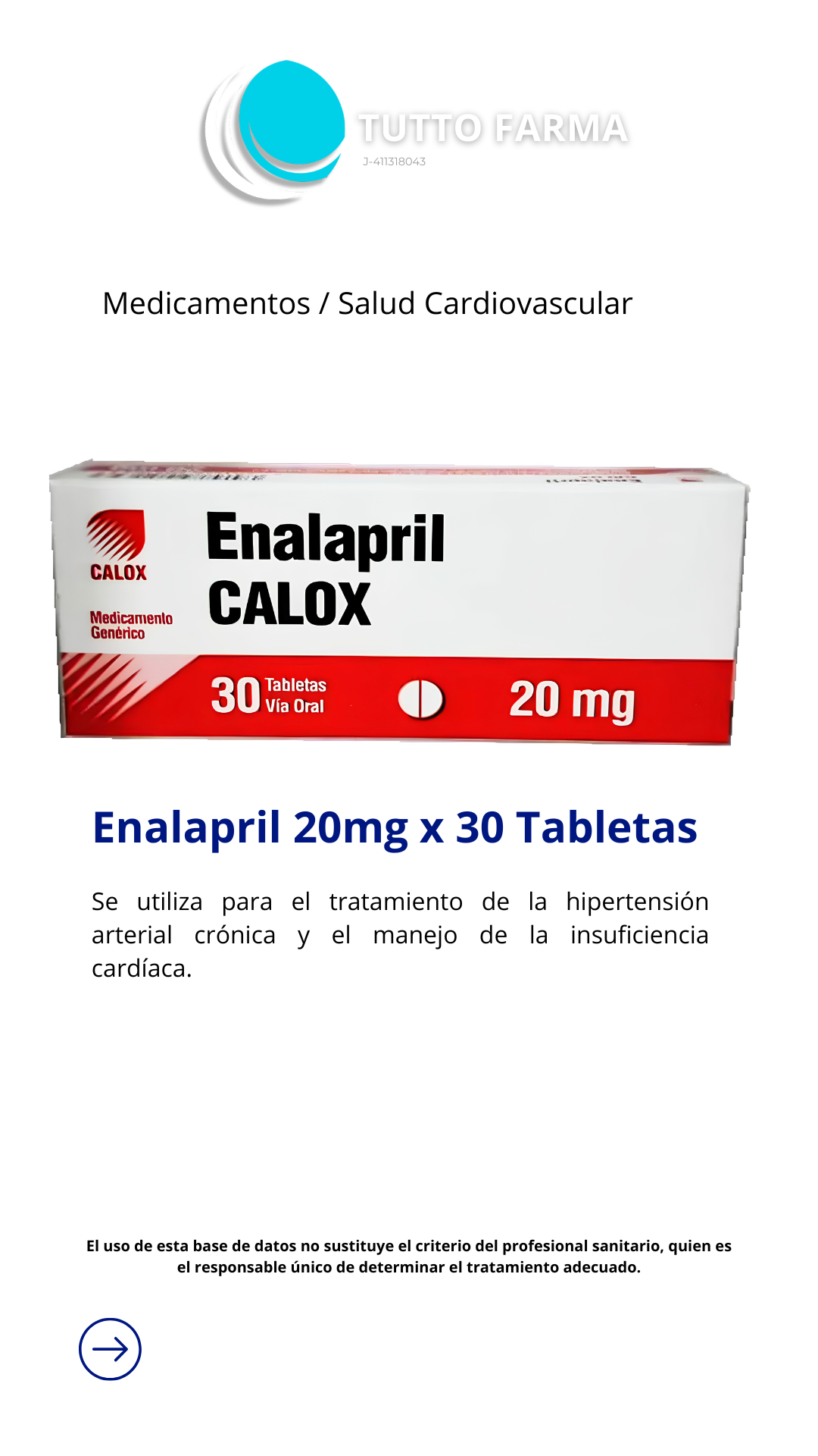 ENALAPRIL CALOX 20MG X 30TA( E)
