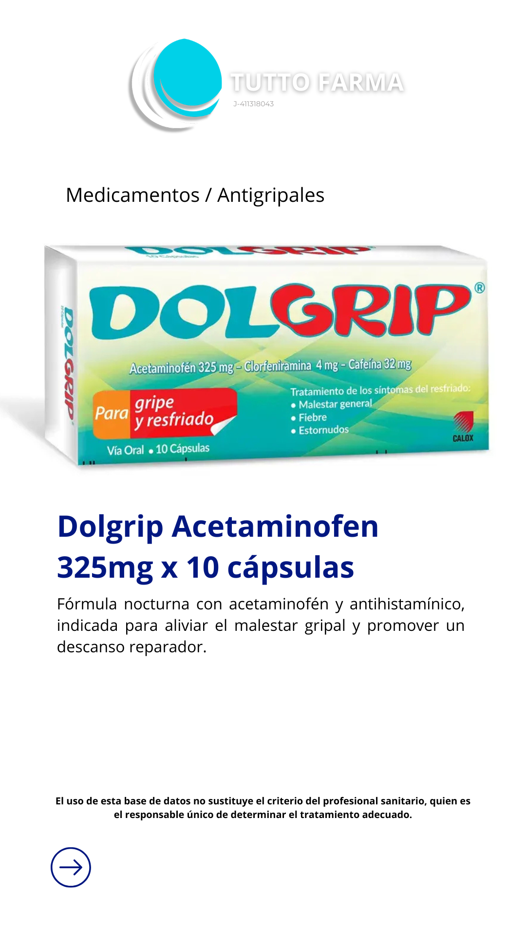 DOLGRIP ACETAMINOFÉN 325 MG