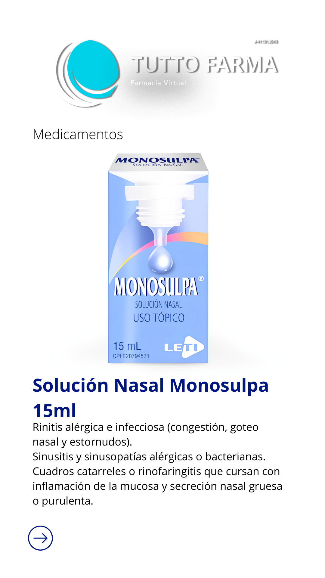MONOSULPA GOTAS SOLUCIÓN NASAL 15MCC(E)