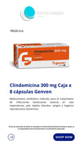 CLINDAMICINA 300 MG X 8 CAPSULAS ANTIBIOTICO PULMON-PIEL-SANGRE-ORGANOS REPRODUCTIVOS MUJER)