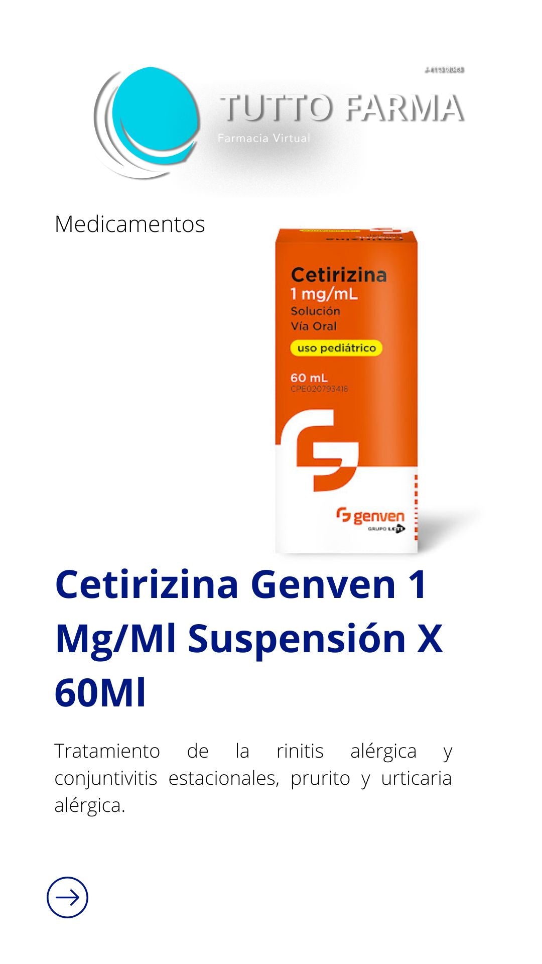 CETIRIZINA 1MG/ML X 60ML GENVEN