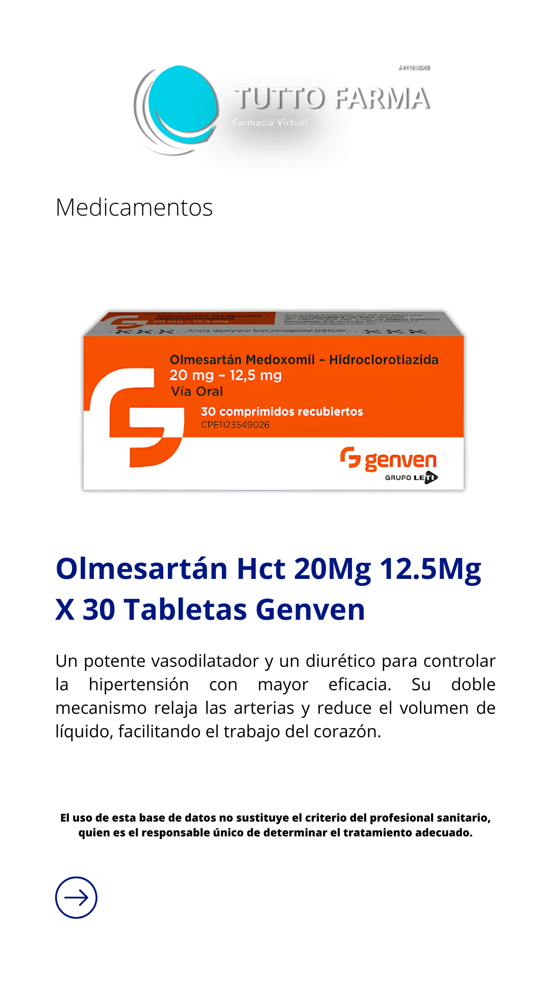 OLMESARTAN - HIDROCLOROTIAZIDA  20MG - 12.5MG GV