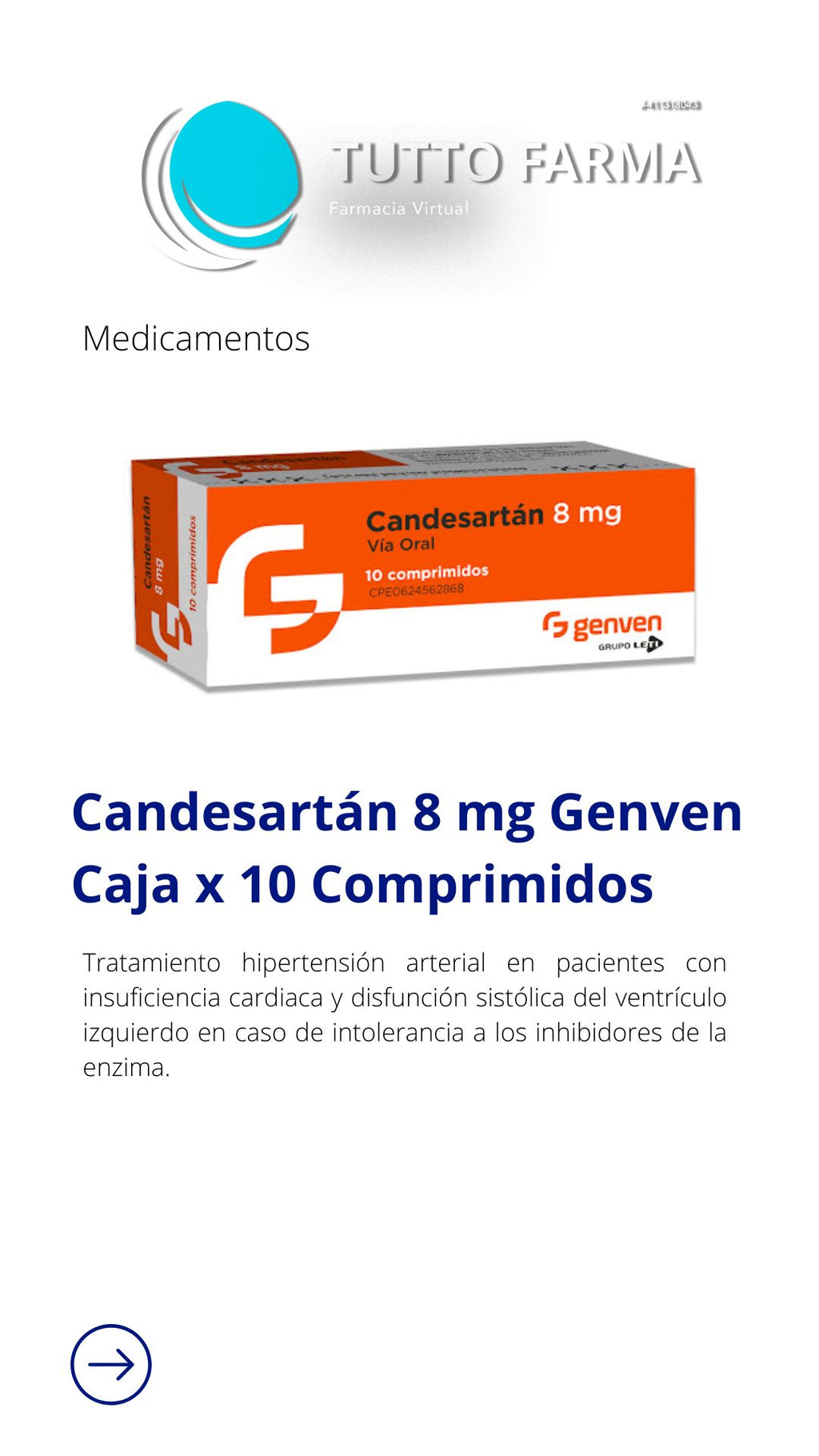 CANDESARTÁN 8MG X 10 COMP (GENVEN)